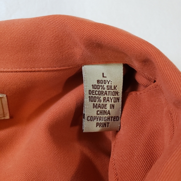 Men's Tommy Bahama Paradise Nation Orange Camp Shirt Size L - Picture 4 of 12